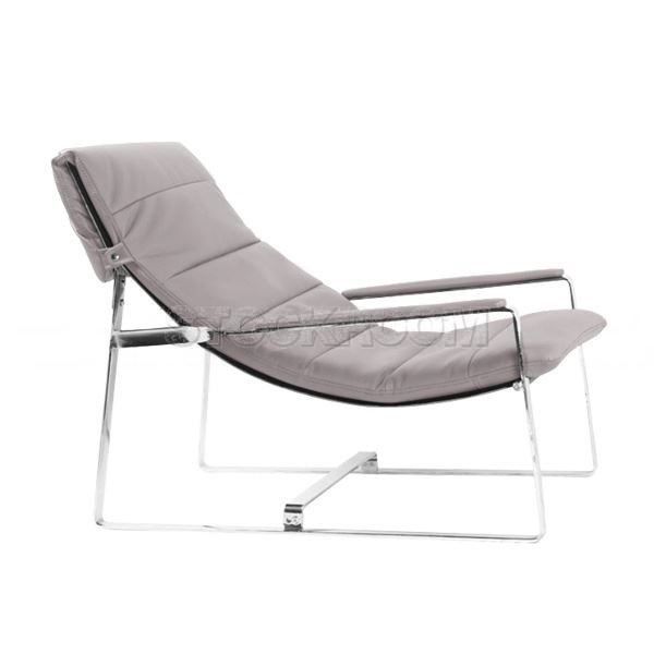 Marino Leather Chaise Lounge Chair with Steel Frame