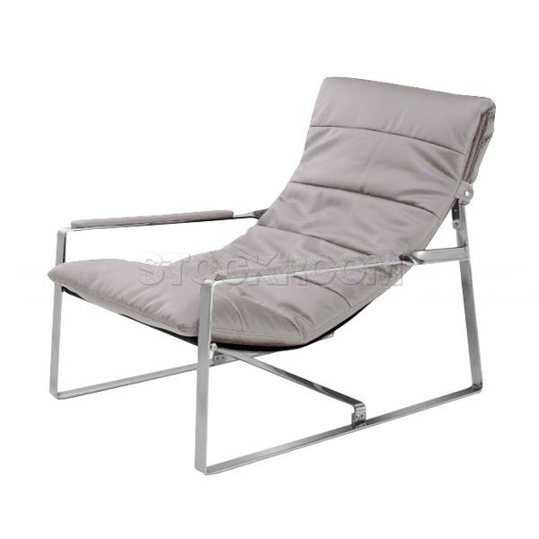 Marino Leather Chaise Lounge Chair with Steel Frame