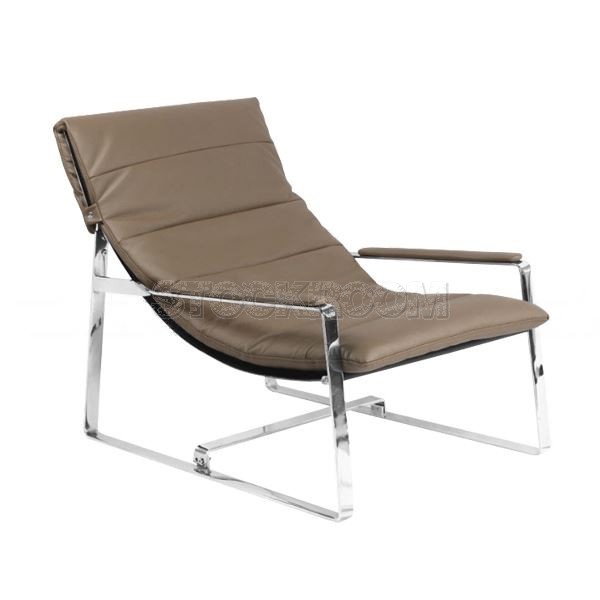 Marino Leather Chaise Lounge Chair with Steel Frame