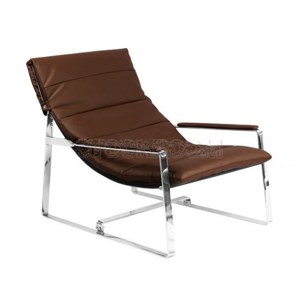 Marino Leather Chaise Lounge Chair with Steel Frame
