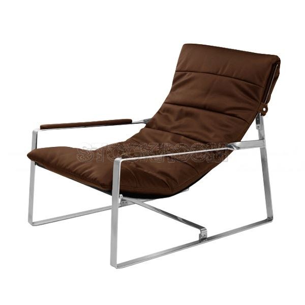 Marino Leather Chaise Lounge Chair with Steel Frame