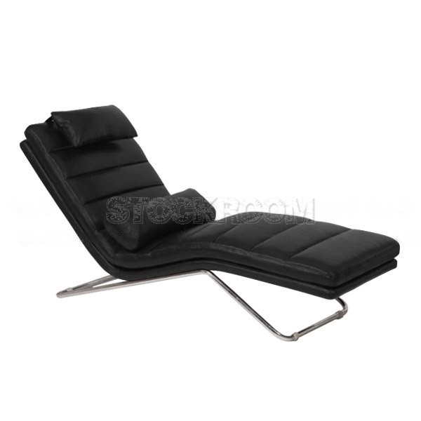 Matteo Leather Chaise Lounge Chair with Steel Frame