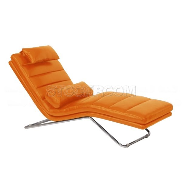 Matteo Leather Chaise Lounge Chair with Steel Frame