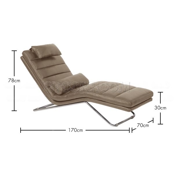 Matteo Leather Chaise Lounge Chair with Steel Frame