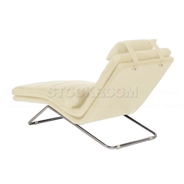 Matteo Leather Chaise Lounge Chair with Steel Frame