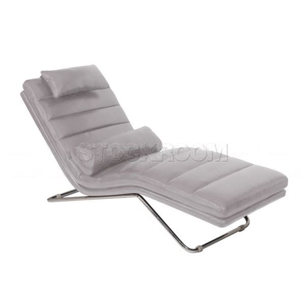 Matteo Leather Chaise Lounge Chair with Steel Frame