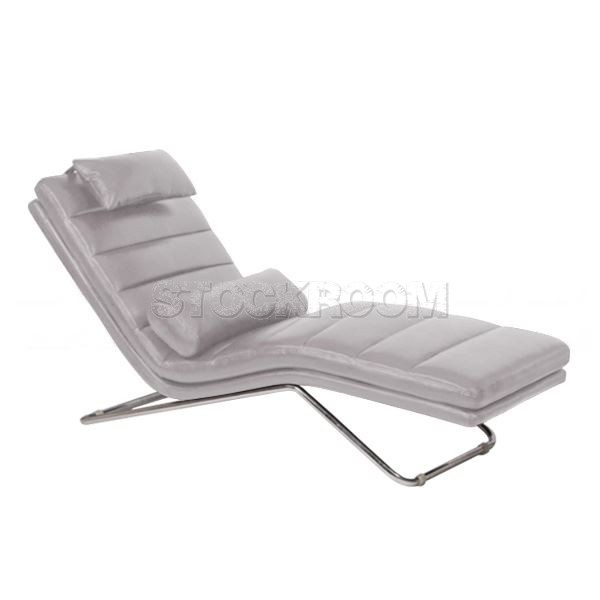 Matteo Leather Chaise Lounge Chair with Steel Frame