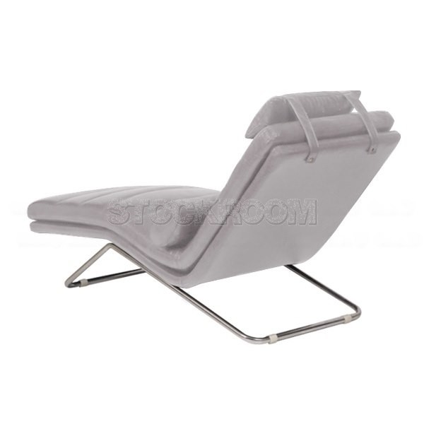 Matteo Leather Chaise Lounge Chair with Steel Frame