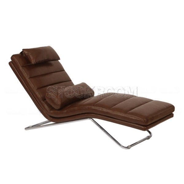 Matteo Leather Chaise Lounge Chair with Steel Frame