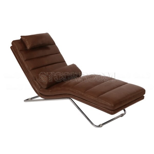 Matteo Leather Chaise Lounge Chair with Steel Frame