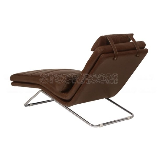 Matteo Leather Chaise Lounge Chair with Steel Frame
