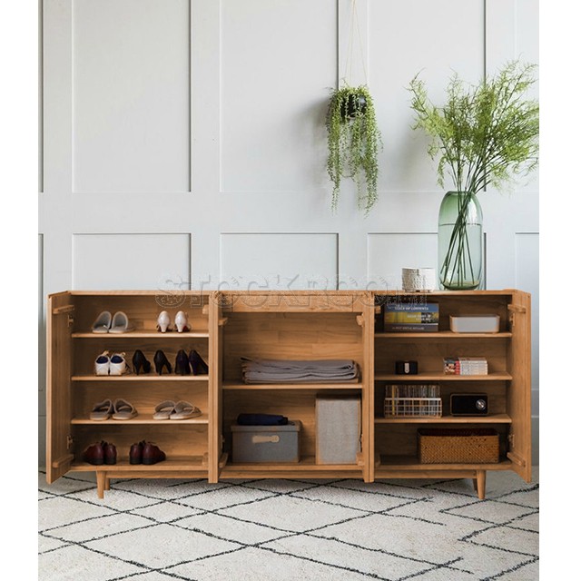 Menton Solid Oak Wood Shoes Cabinet