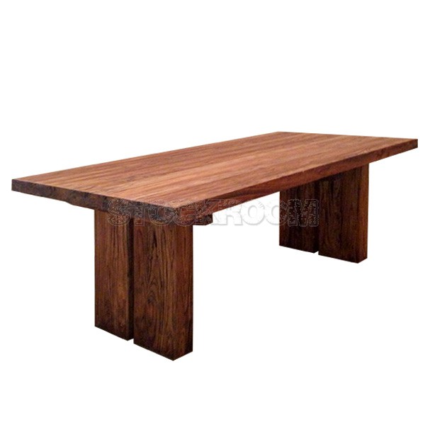 Modern Rustic Recycled Solid Elm Wood Dining Table