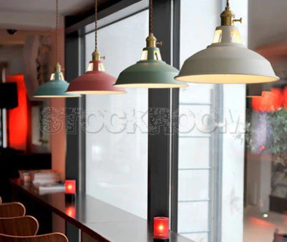 Modern Vintage Industrial Retro Loft Pendant Light in Pastel Colours 