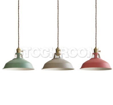 Modern Vintage Industrial Retro Loft Pendant Light in Pastel Colours 