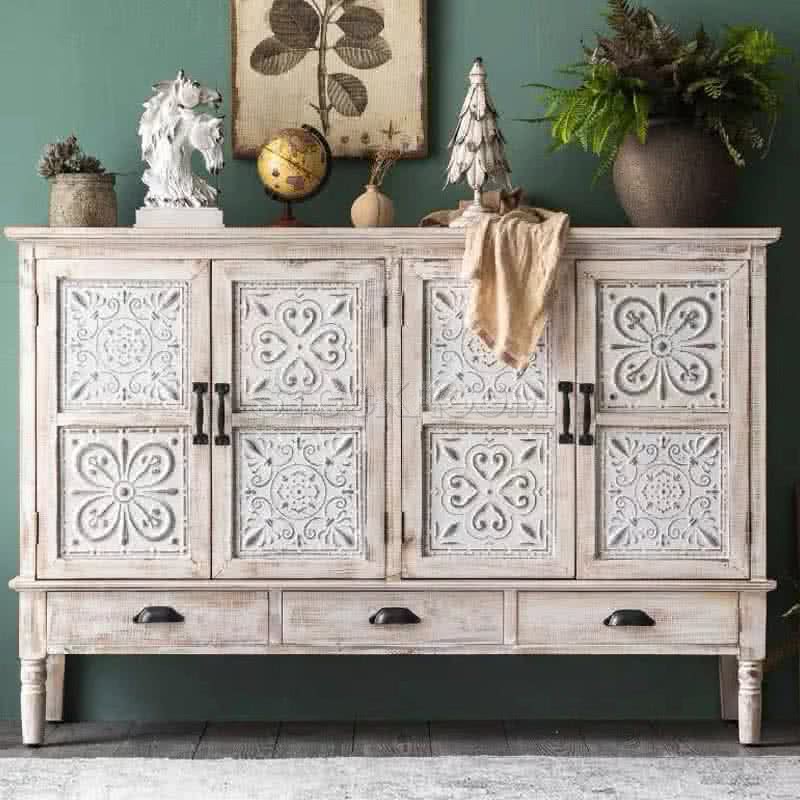 Morocco Vintage Style 4 Doors Accent Cabinet / Sideboard