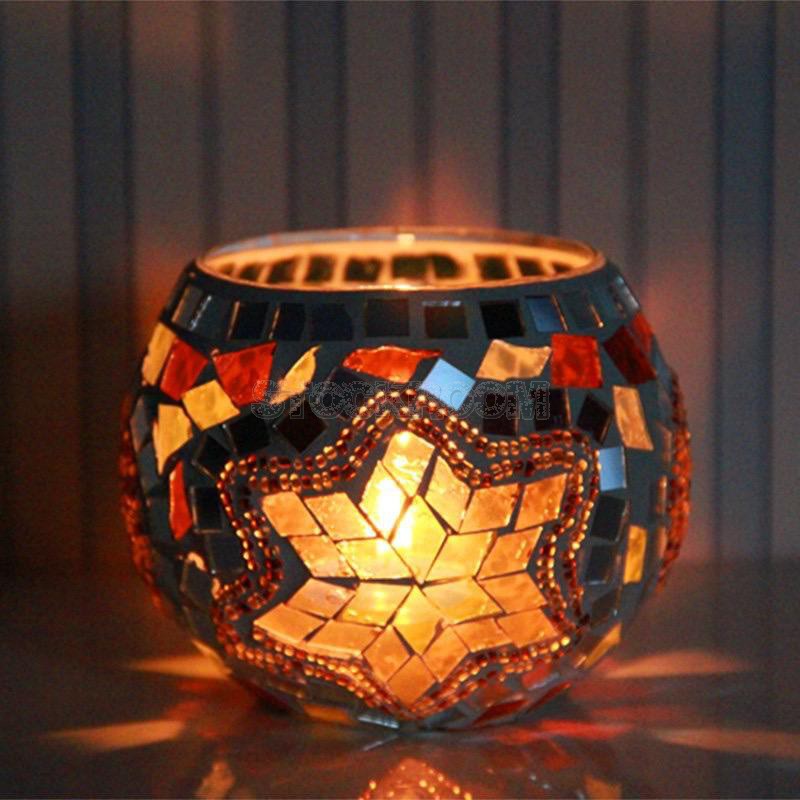 Mosaic Glass Candle Holder