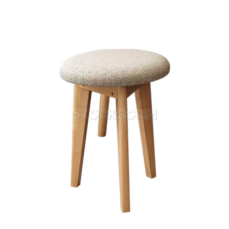 Moss Solid Oak Wood Round Stool