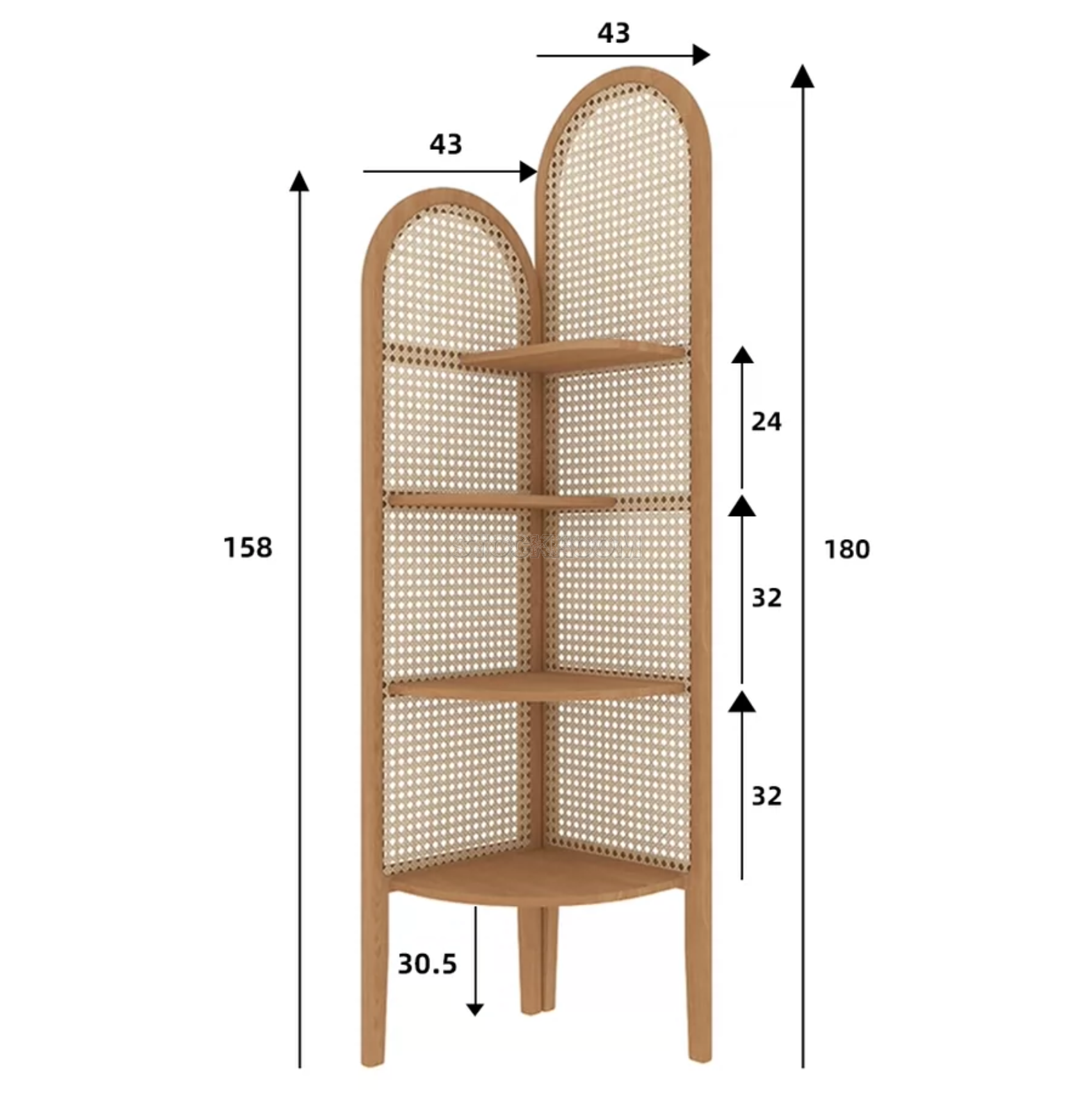 Nassau Contemporary Woven Cane Corner Shelf