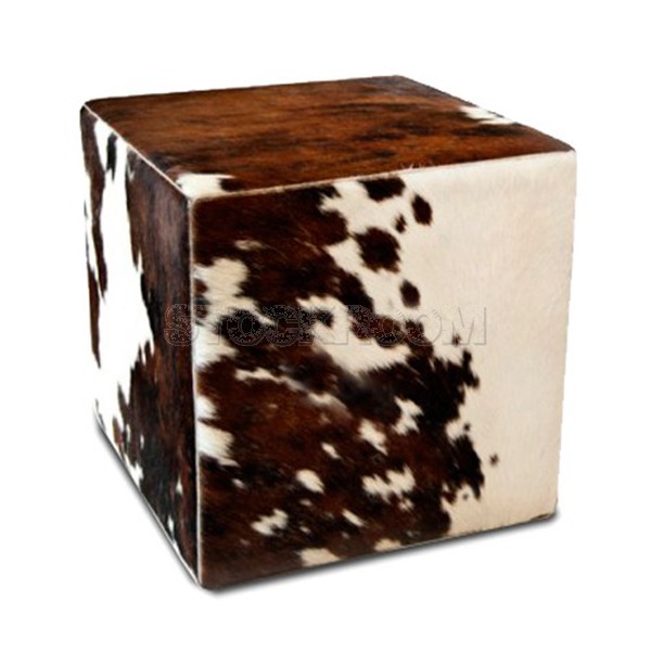 Natural Cowhide Square Ottoman