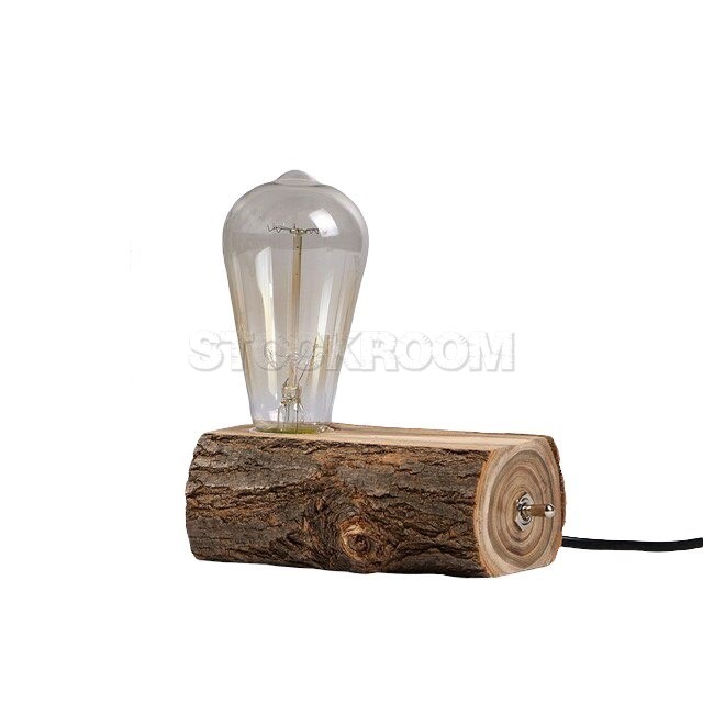 Natural Wood Log Table Lamp