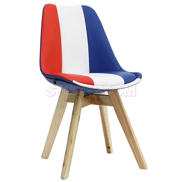 Navarro PU Leather Dining Chair - France Flag Pattern