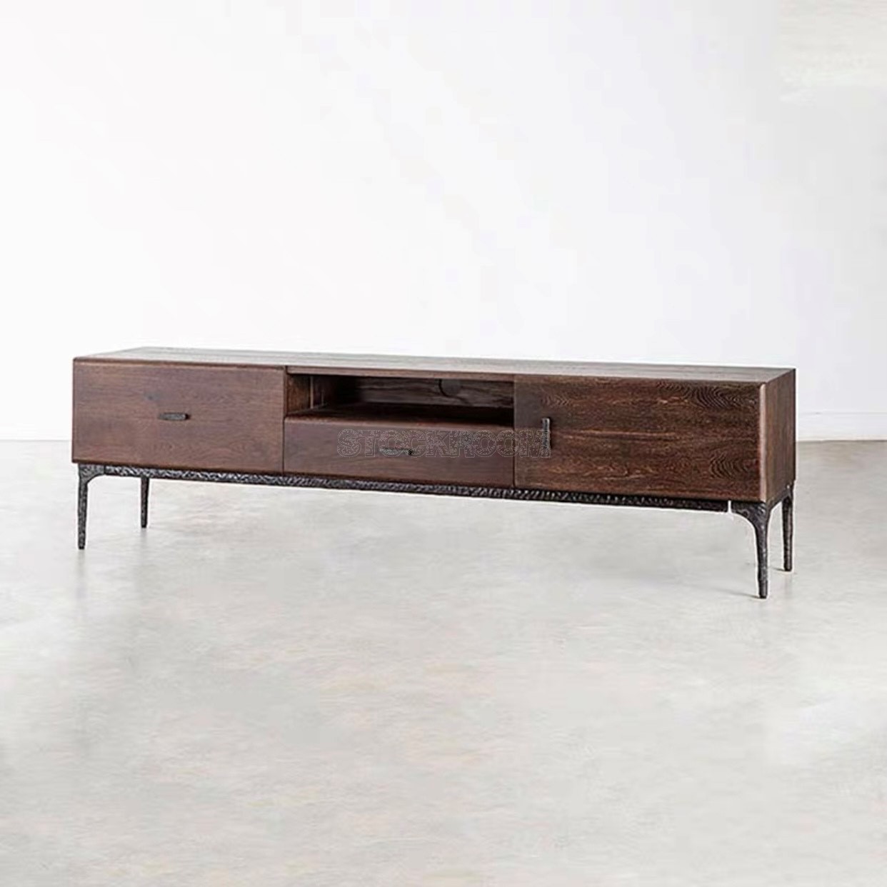 Nicolás Rustic Style Industrial TV Cabinet with Drawers