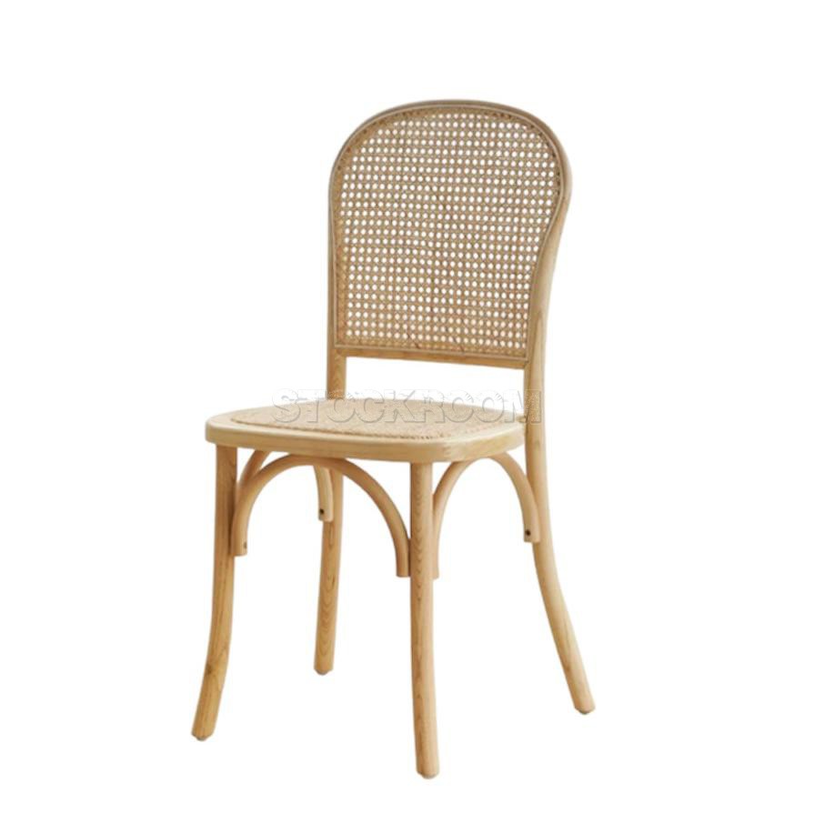 Nordal Solid Wood Dining Chair with Rattan