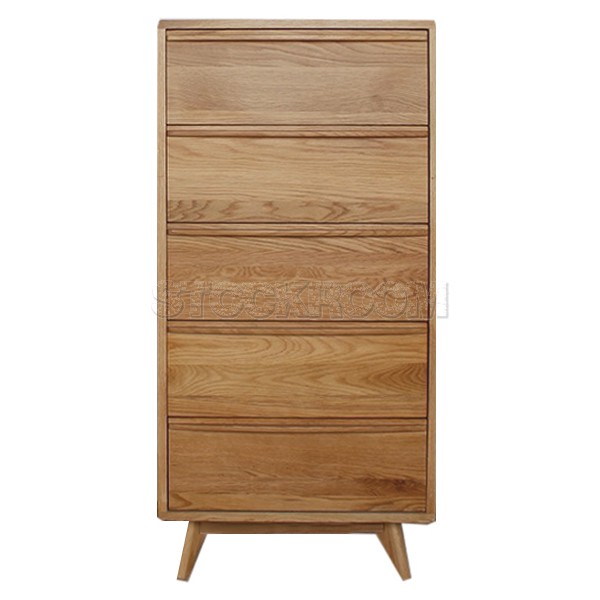 Gazillio 5 Drawers Solid Oak Wooden Chest