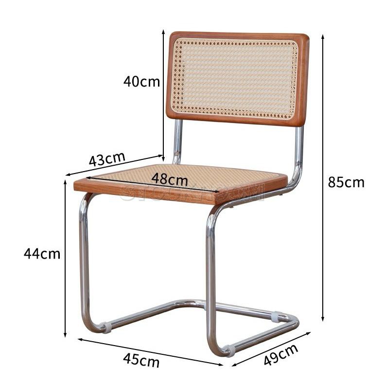 Nordic Rattan Woven Steel Base Cane Chair