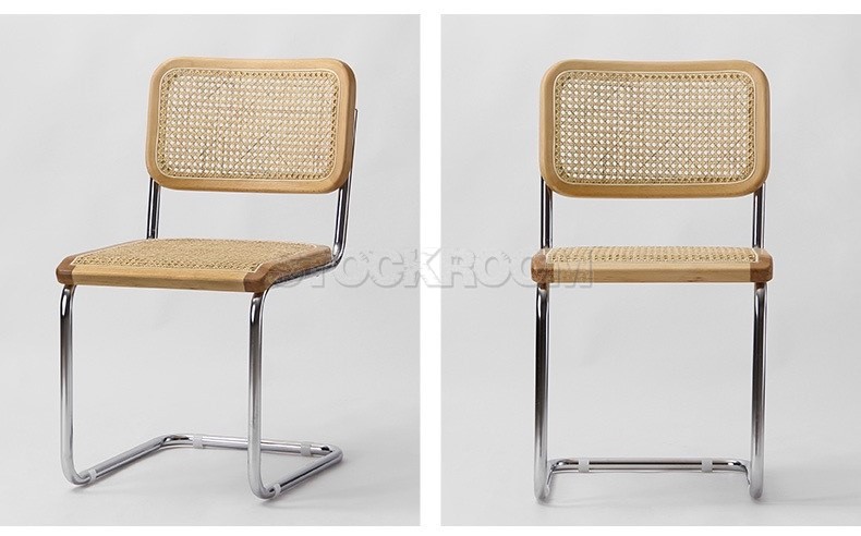 Nordic Rattan Woven Steel Base Cane Chair