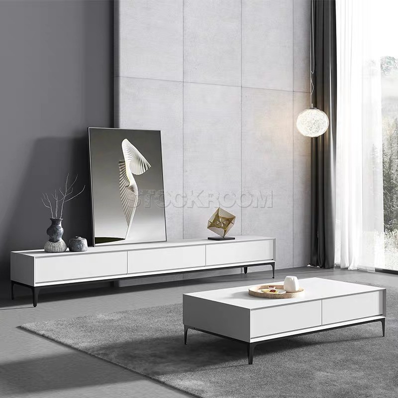 Nordic White TV Cabinet with Metal Base