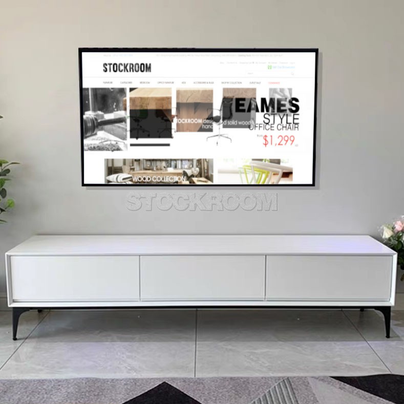 Nordic White TV Cabinet with Metal Base