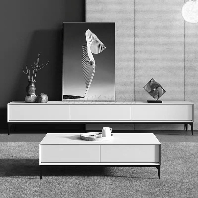 Nordic White TV Cabinet with Metal Base