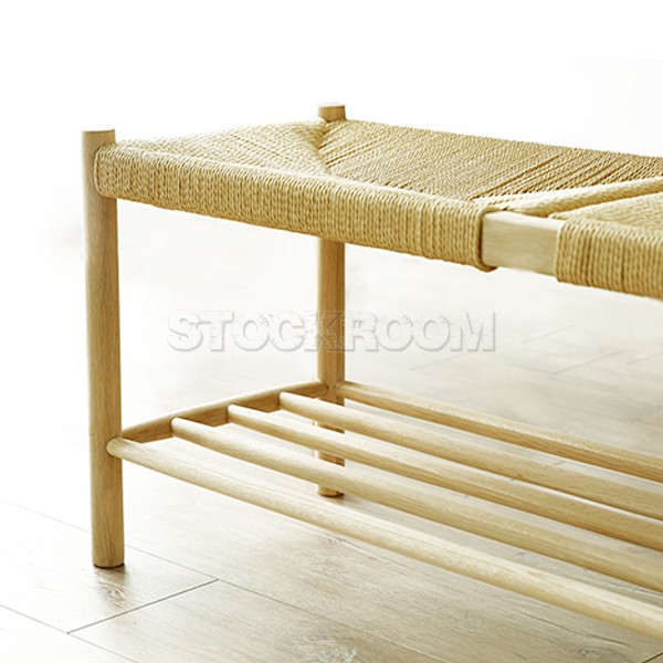 Otakar Solid Oak Wood Shoe Rack Bench