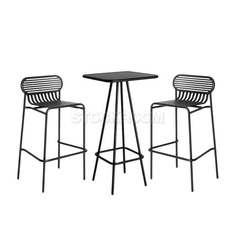 Palatine Contemporary Outdoor Bar Table And Stools Set