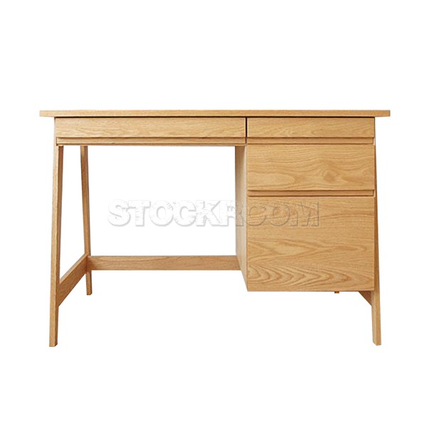 Placido Solid Oak Wood Desk with 4 Drawers 