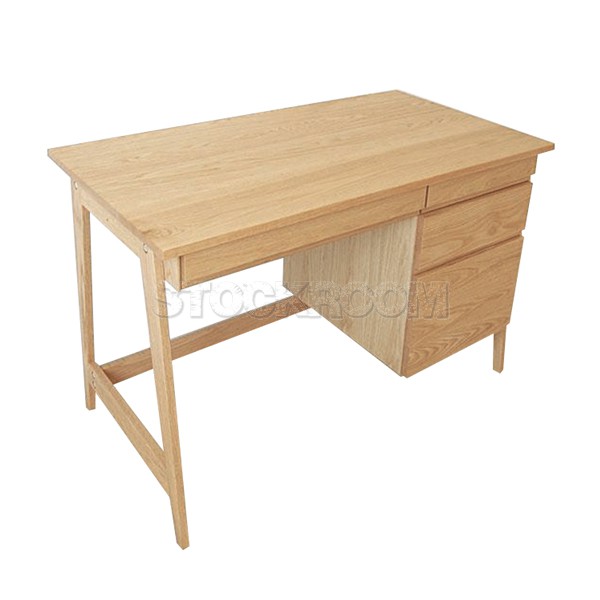 Placido Solid Oak Wood Desk with 4 Drawers 