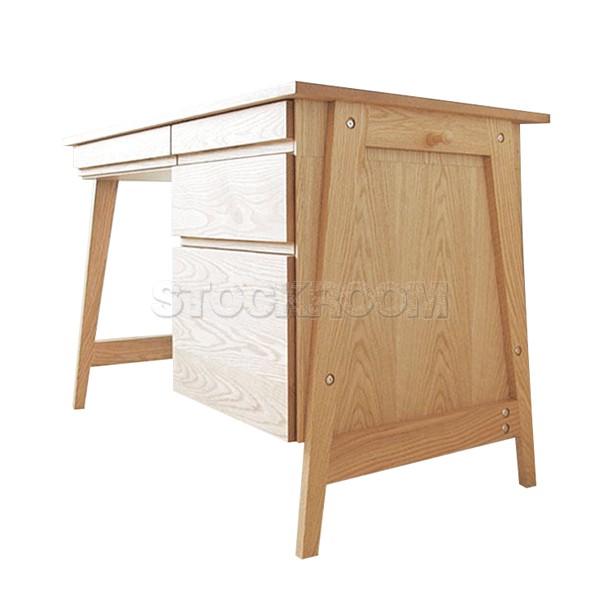 Placido Solid Oak Wood Desk with 4 Drawers 