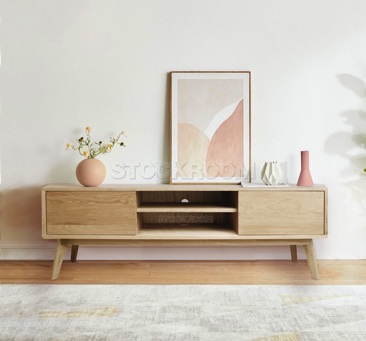 Polemi Solid Oak Wood TV Cabinet