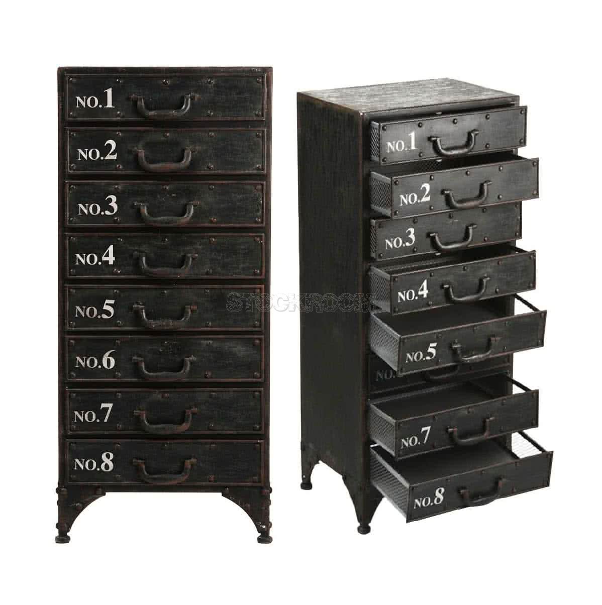 Garrett Industrial Loft 8 Drawers Rustic Metal Tall Dresser