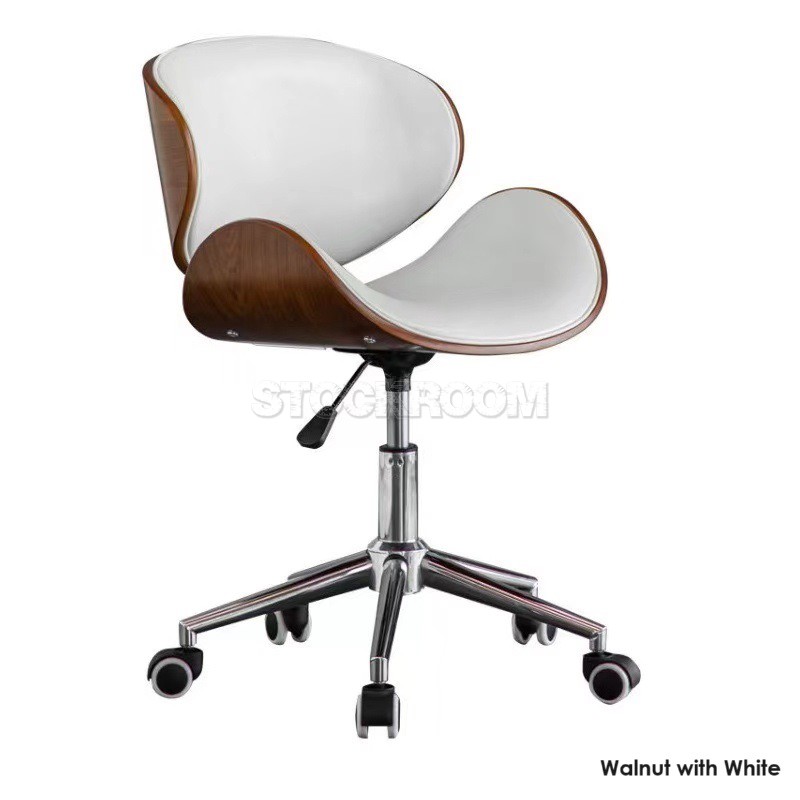 PU Leather Curved Adjustable Office Chair with Back and Seat Cushion