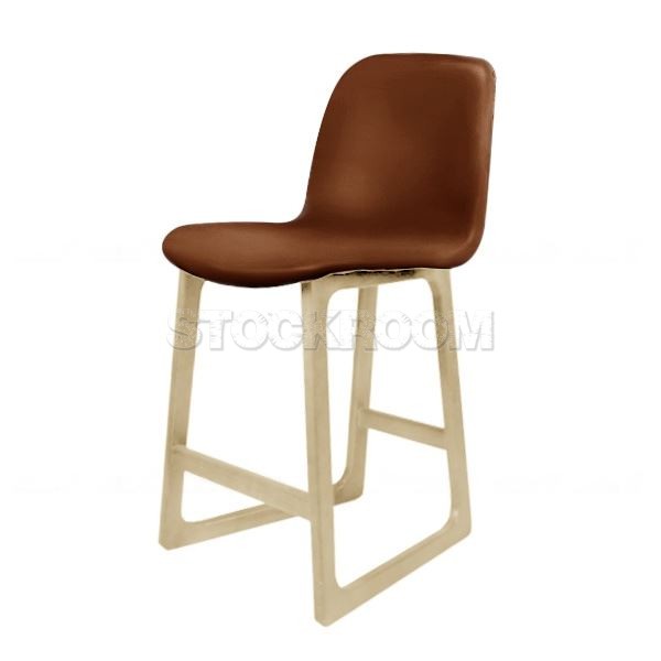 Renne Leather Upholstered Wood Barstool