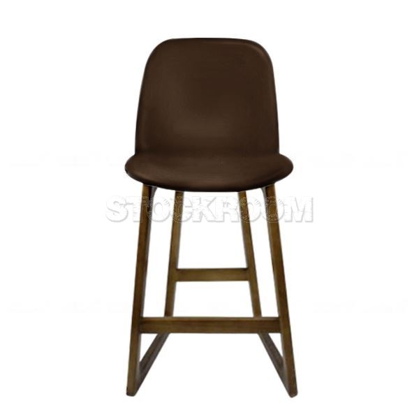 Renne Leather Upholstered Wood Barstool