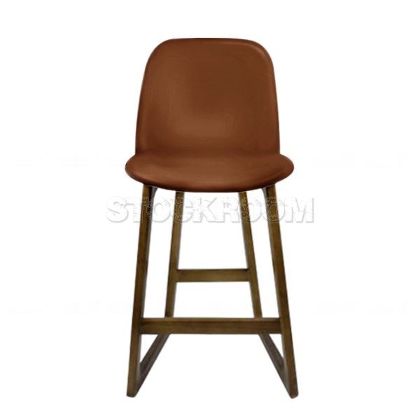 Renne Leather Upholstered Wood Barstool