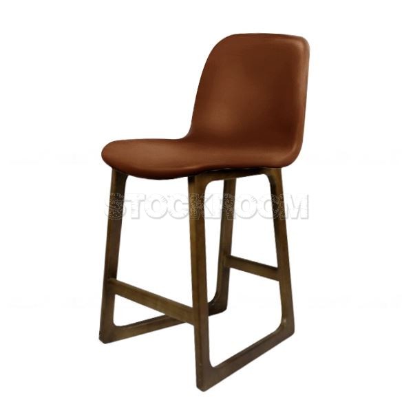 Renne Leather Upholstered Wood Barstool