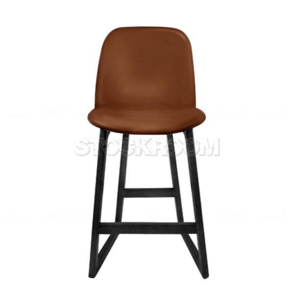 Renne Leather Upholstered Wood Barstool