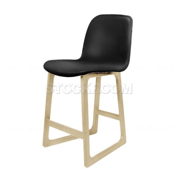 Renne Leather Upholstered Wood Barstool