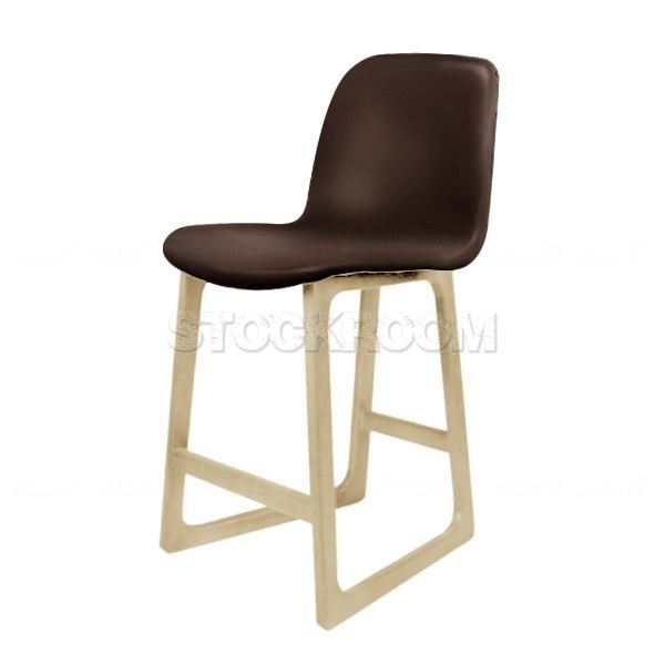 Renne Leather Upholstered Wood Barstool