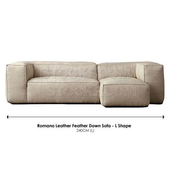 Romano Leather Feather Down Sofa - L Shape / Sectional Sofa